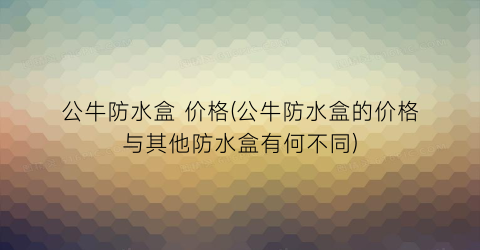 公牛防水盒 价格(公牛防水盒的价格与其他防水盒有何不同)